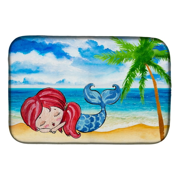 Mermaid on the Beach Dish Drying Mat