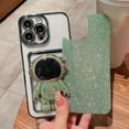 thumbnail image 4 of Compatible for iPhone 14 Pro Max 6.7 Inch Bling Plating Astronaut Hidden Stand Case, Cute Clear Glitter Card Slot Case for Women Girls Shockproof Back Cover for iPhone 14 Pro Max Green, 4 of 15