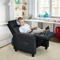 thumbnail image 3 of Gymax Fauteuil Inclinable pour Enfants Réglable en Cuir avec Repose-Pieds et Poche Latérale Noir, 3 of 9