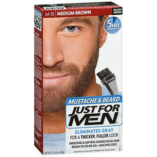 Just For Men BrushIn Color Mustache & Beard Kit, Medium