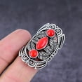 thumbnail image 3 of Natural Italian Red Coral Gemstone Handmade 925 Sterling Silver Ring S.10, 3 of 4