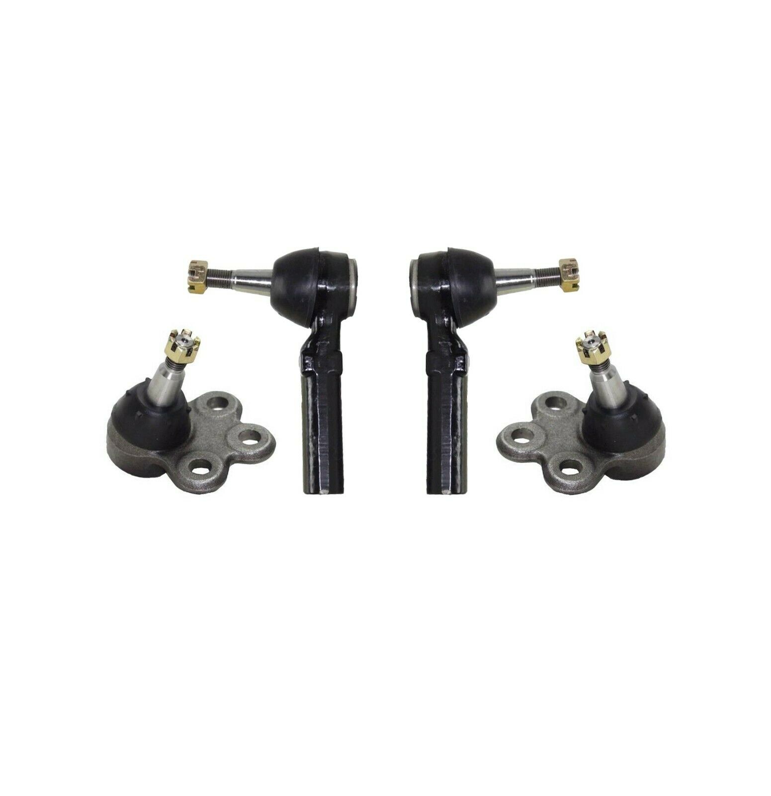 2 Tie Rod Ends Outer + 2 Lower Ball Joints Front Suspension Kit