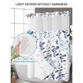 thumbnail image 6 of No Hook Shower Curtain with Snap-in Liner, Blue Botanical Waterproof Fabric Bathroom Curtains, Spring Floral Watercolor Leaf Bath Curtains & Mesh Top Window Stall 48"x72", 6 of 9