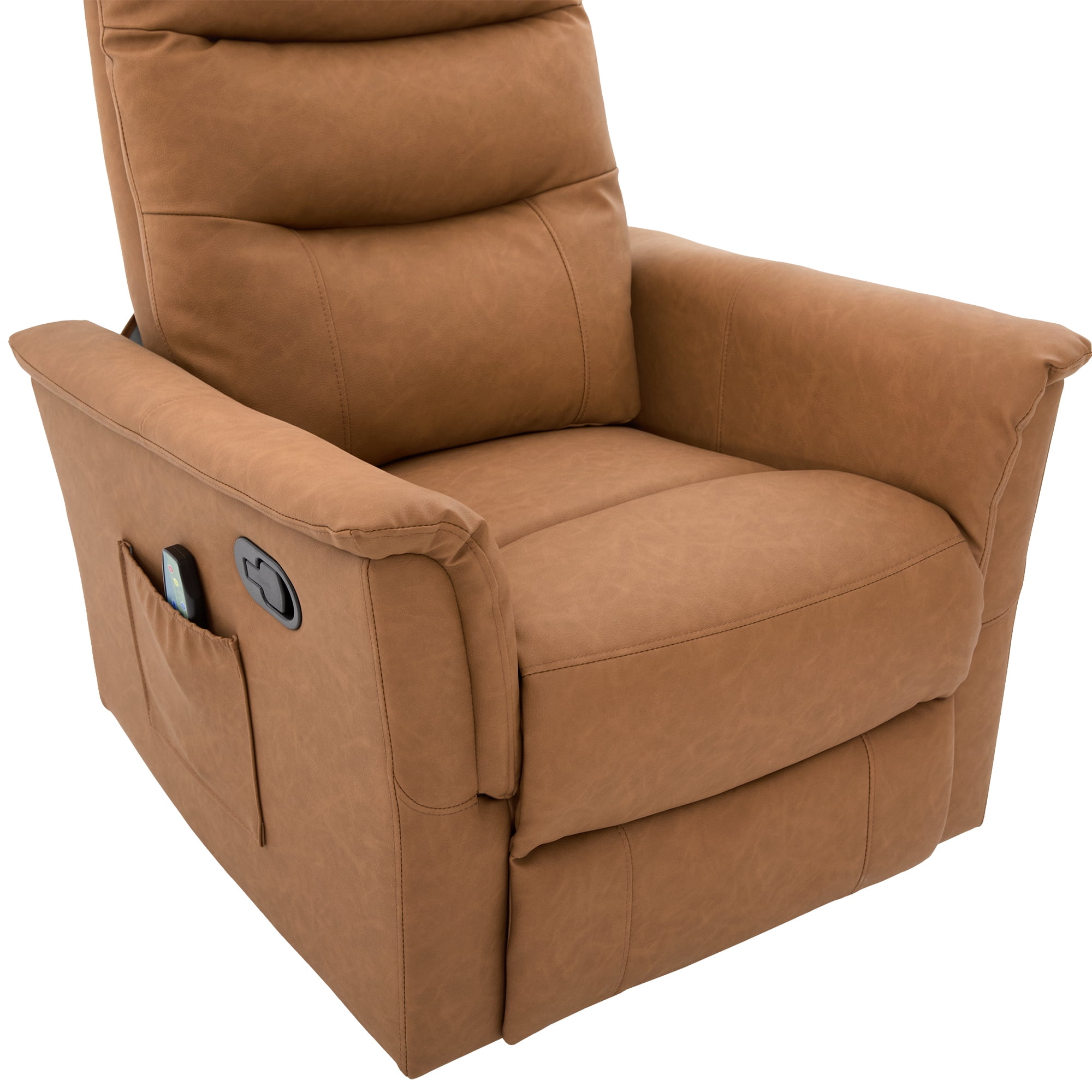 Euroco Manual Recliner Chair, 270° Swivel Rocker Chair with 8-Point Massage Function and Adjustable Backrest,Nursery Rocking Recliner for Living Room, Bedroom and Nursery, Brown
