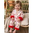 thumbnail image 4 of RUINIXCW Toddler Baby Girl Silk Stian Pajamas Set Kids Spring Fall PJS Sleepwear Bow Dots Plush Cuff Button Down Long Sleeve Shirt Top and Pants Set, 4 of 10