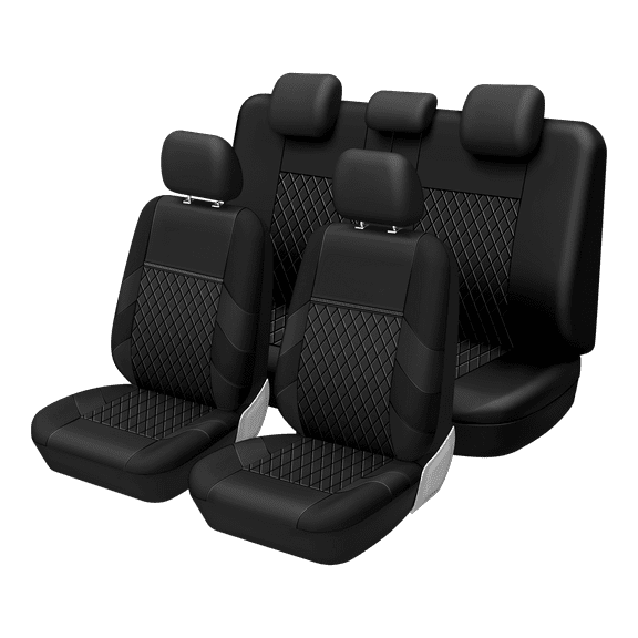 AUTOYOUTH Car Seat Cover Full Set- Waterproof PU Leather Bucket Seat Covers Universal Fit For Most Cars,Truck SUV and Vans...(Black Color)