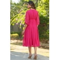thumbnail image 4 of Pink Dobby Chiffon Self Design Fit & Flare Dress, 4 of 9