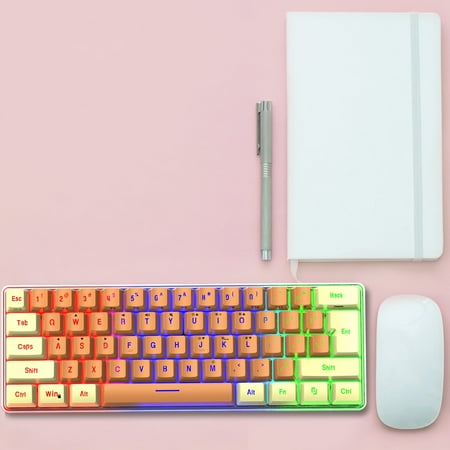 Oggfader Keyboards for Computers Mechanical Keyboard Wired Compact PC Keyboard Mechanical Gaming Keyboard 61 Keys For Computer/Laptop Orange