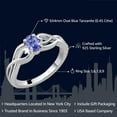 thumbnail image 2 of Gem Stone King 925 Sterling Silver Blue Tanzanite Engagement Ring for Women (0.45 Cttw, Gemstone Birthstone, Oval 6X4MM, Available in Size 5,6,7,8,9), 2 of 5