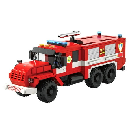 471PCS Fire Engine Building Blocks Set, Realistic Model with Sprayer & Rotating Tires, Fun STEM Toy or Desk Decor, Great Gift for Kids & Collectors