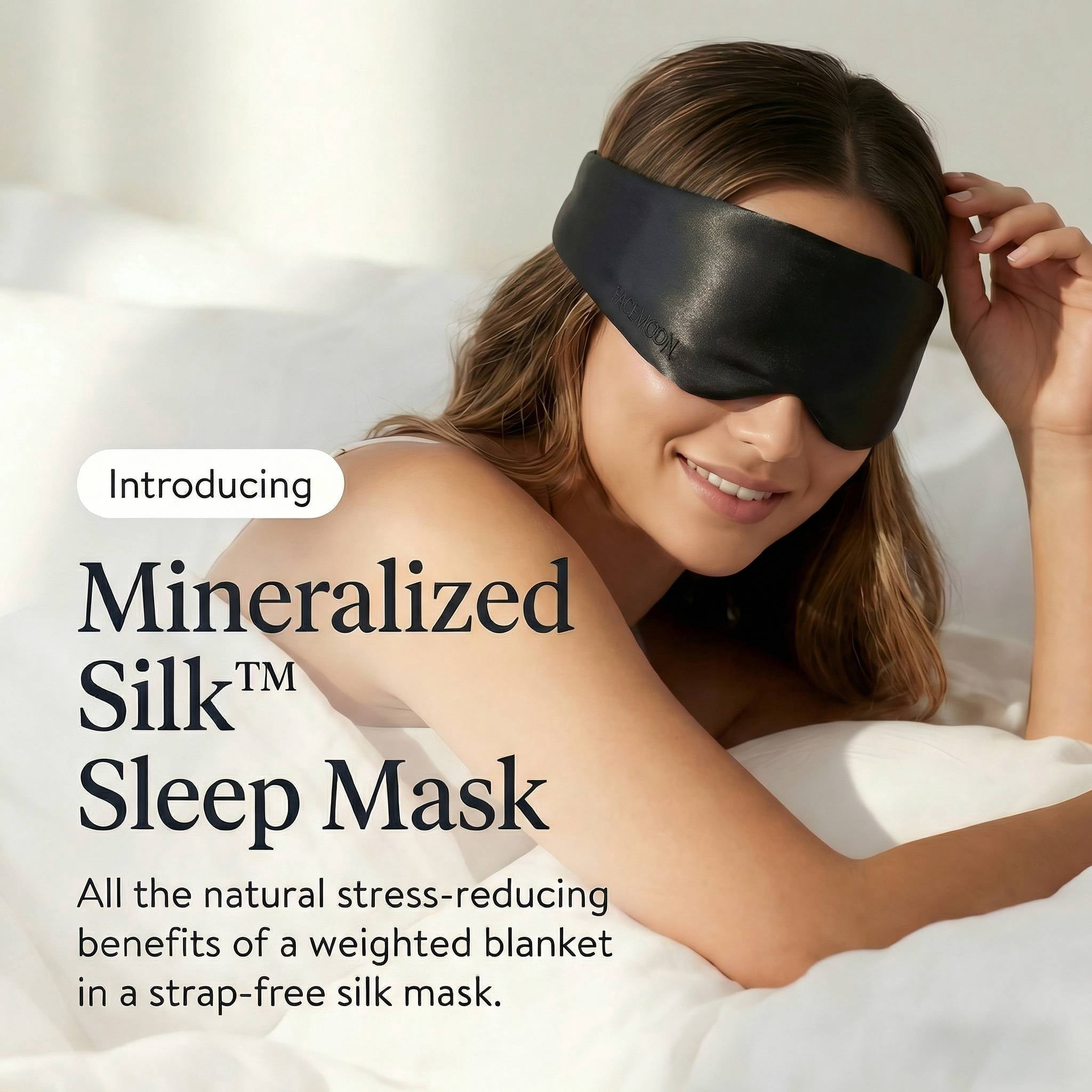 FACEMOON Mulberry Silk Sleep Mask, Adjustable Headband, Full Coverage Blackout
