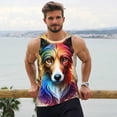 thumbnail image 6 of KLL Colorful Art Dog Print Men's Muscle Gym Workout Stringer Tank Tops Bodybuilding Fitness T-Shirts Tank Tops Men-Large, 6 of 7