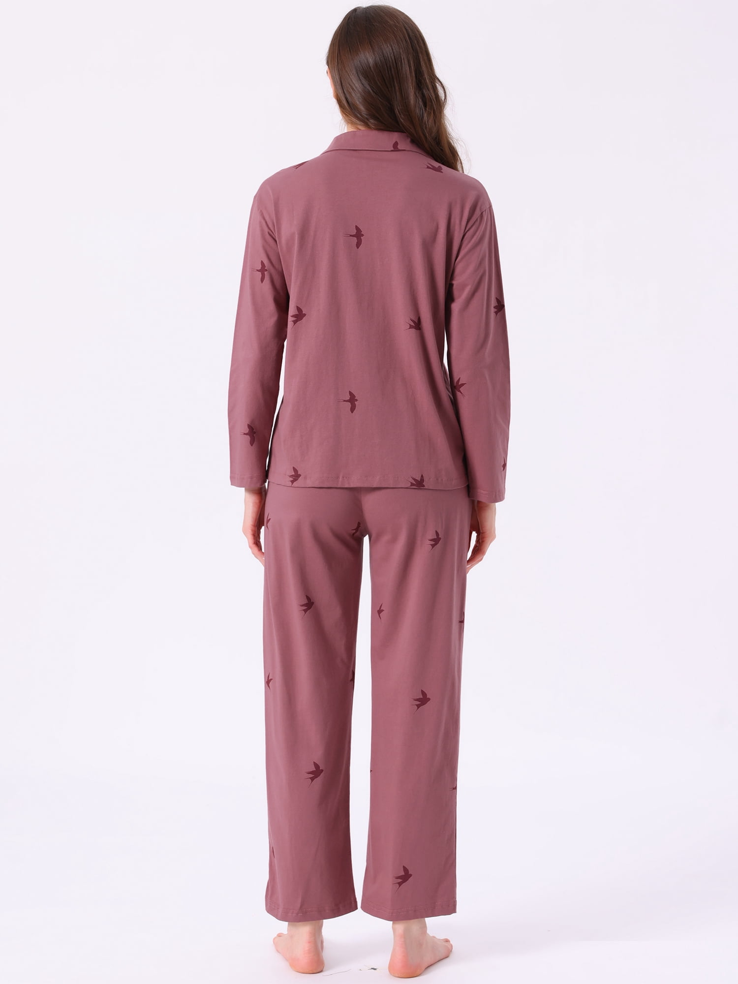 DARING DIVA Cotton Pajamas Button Down Pants Loungewear Set S Dusty Rose
