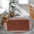 thumbnail image 4 of Coffee Brown Retro Greek Key Large Area Rugs for Bedroom Living Room, Soft Non Slip Carpet Bedside Rug, Geometric Greece Ancient Farmhouse Round Floor Cover Kitchen Accent Rug 3' for Office, 4 of 9
