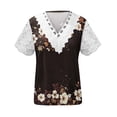 thumbnail image 4 of LIBRCLO Womens T-Shirts Short Sleeve Lace V-Neck Printed Shirts Fashion Casual Summer Tops, 4 of 5