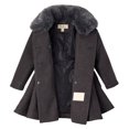 thumbnail image 4 of Cremson Girls’ Wool Blend Princess Winter Dress Pea Coat Jacket Faux Fur Collar - Charcoal (Size 16), 4 of 5
