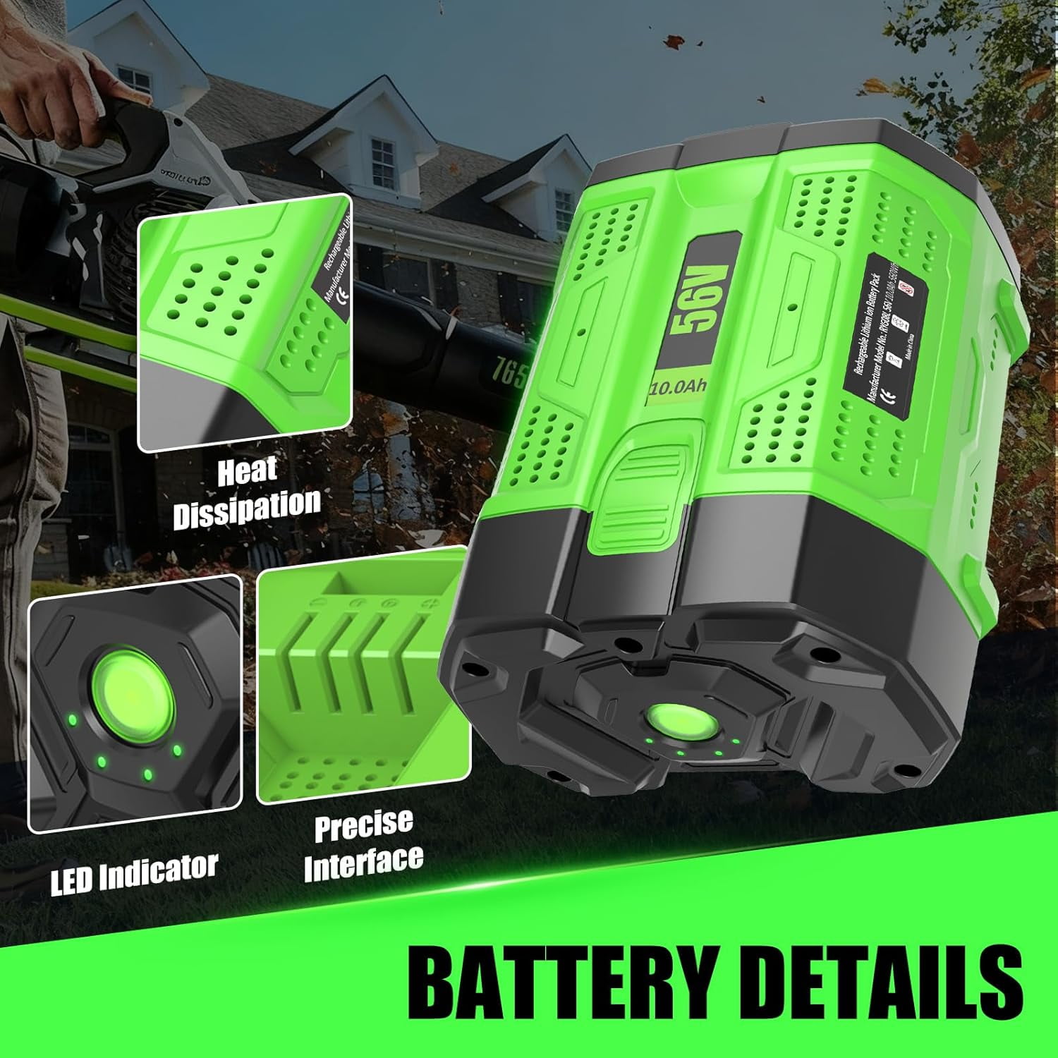 56V 10000mAh Replacement Battery for EGO 56V Battery BA2800T Compatible with EGO 56 Volt Battery Tools Lawn Mower Leaf Blower