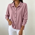 thumbnail image 5 of Women Casual Tops Women Winter Solid Color Long Sleeve Lapel Corduroy Button Front Top Pink XL, 5 of 6