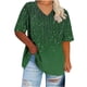 thumbnail image 2 of Camiseta de Base de Impresión de Manga Corta con Cuello en V para las Mujeres, Más Tamaño Estante de Imitación Casual Superior, 2 of 9