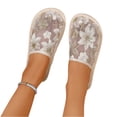 thumbnail image 4 of Women’s Floral Lace Embroidery Open Toe House Slippers, Breathable Mesh Slip On Indoor Bedroom Slippers Non Slip Soft Sole Casual Home Shoes for Ladies,White 43, 4 of 9
