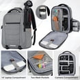 thumbnail image 3 of RAINSMORE 14 Inch Laptop Bag Camera Backpack with Rain Cover Anti Theft Travel Case Waterproof Large Capacity Photography Backpack,Gray, 3 of 9