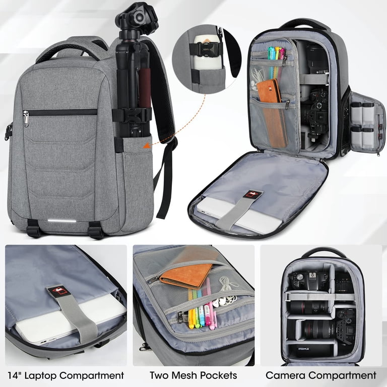 advanced camera and laptop backpack travel grey for dslr SDYSM Camera Bag Backpack Professional for DSLR SLR Mirrorless Camera  Waterproof Laptop Back Pack 15.6 Inch with Rain Cover Anti Theft Travel  Case