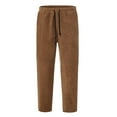 thumbnail image 2 of Gomelly Men Trousers Elastic Waist Pants Fitted Bottoms Mens Loungewear Holiday Cropped Pant Drawstring Brown XL, 2 of 4