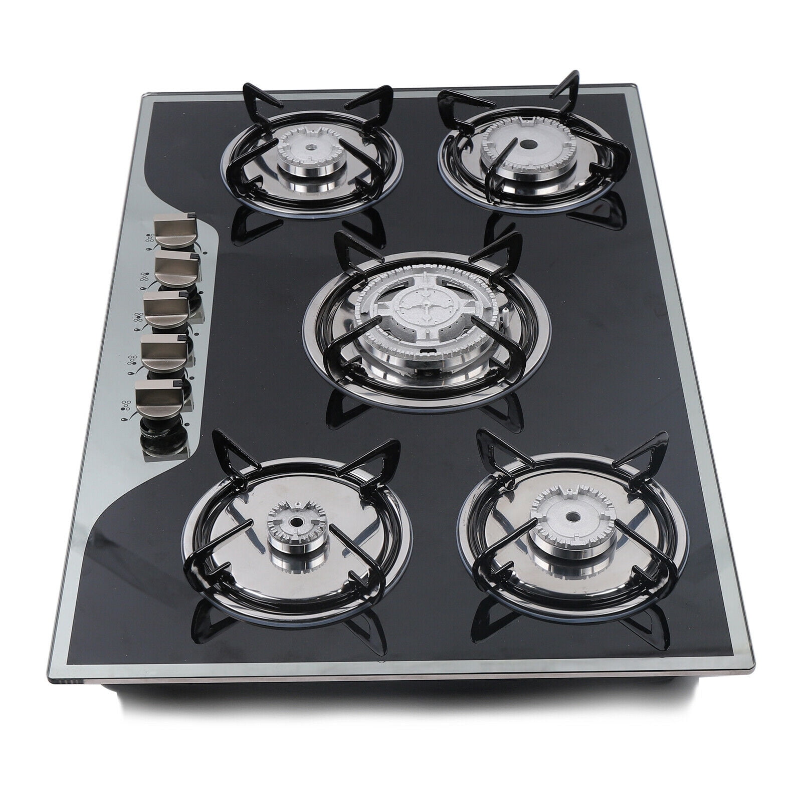 5 Burners Gas Hobs Built-in Kitchen Cooker Stove Cooktop LPG/NG Gas Black Major Appliances Built In LPG Gas Stove 5 Burners Stainless Steel Gas Cooktop 30.3 Inch Glass Ceramic Gas Cooker