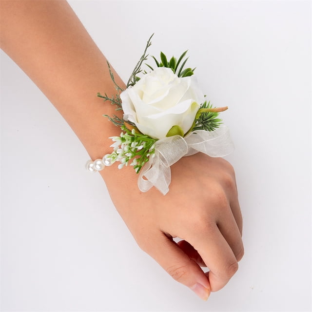 Paquete de 2 pulseras de rosas, flores de mano para boda, dama de honor, despedida de soltera, fiesta de graduación (2 uds. De muñeca) ShuxiuWang 1327537012993