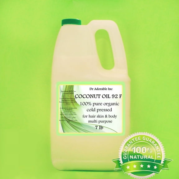 Dr Adorable - 7 lb - Coconut 92 F Oil - 100% Pure Organic Cold Pressed Refined Moisturizing Oil For Face Skin Hair