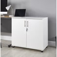 thumbnail image 3 of MMT White Storage Cabinet Locking 2-Door Wood Laminate Home Office Playroom Pantry Garage Cupboard, 3 of 8