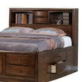 thumbnail image 2 of Benzara BM205486 Wooden Queen Size Bed with 10 Drawers & 2 Open Shelves, Walnut Brown, 2 of 5