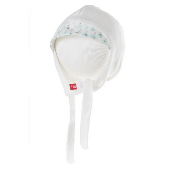 Goumikids Organic Cotton Tie On Baby Hat (Forest Friends Aqua, 3-6 Months)