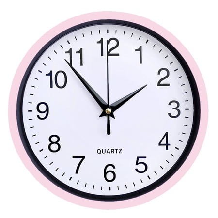 DESIGNICE 2026 New Wall Clock,Silent Sweep Movement Small Wall Clock,Eco-Friendly Wide Metal Frame Bathroom Clock,8,Pink