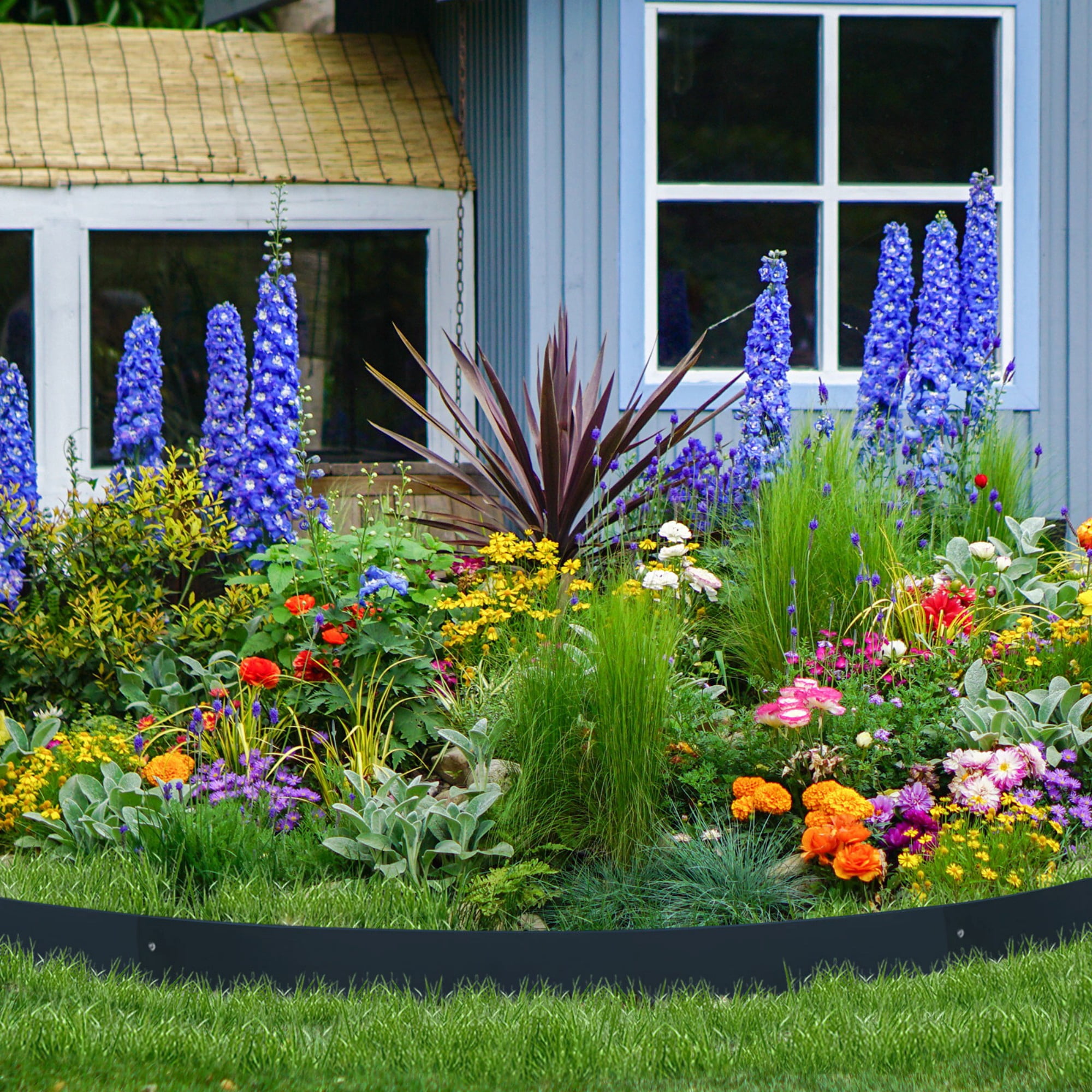 8" Edging for Landscaping Metal Garden Borders for Flower Bed DIY Divider Stakes Edge Decorative Lawn Grass Plant Yard Outdoor Pathway Bendable Landscape Strips Hammer-in 20FT