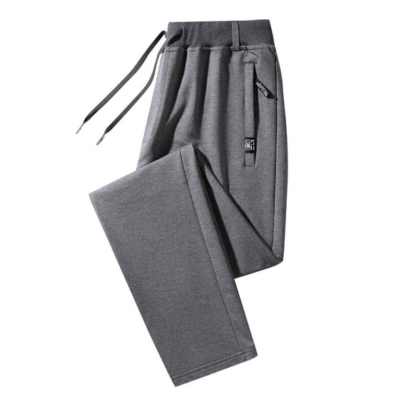 Mens Plus Size Pants Casual Elastic Waist Wide Leg Track Pants Workout Athletic Sweatpants with Pockets, Gray, 4XL