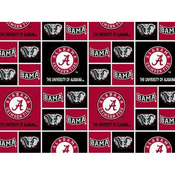 University of Alabama Fabric Fine Cotton Classic Geometric Design-Sold by the Yard