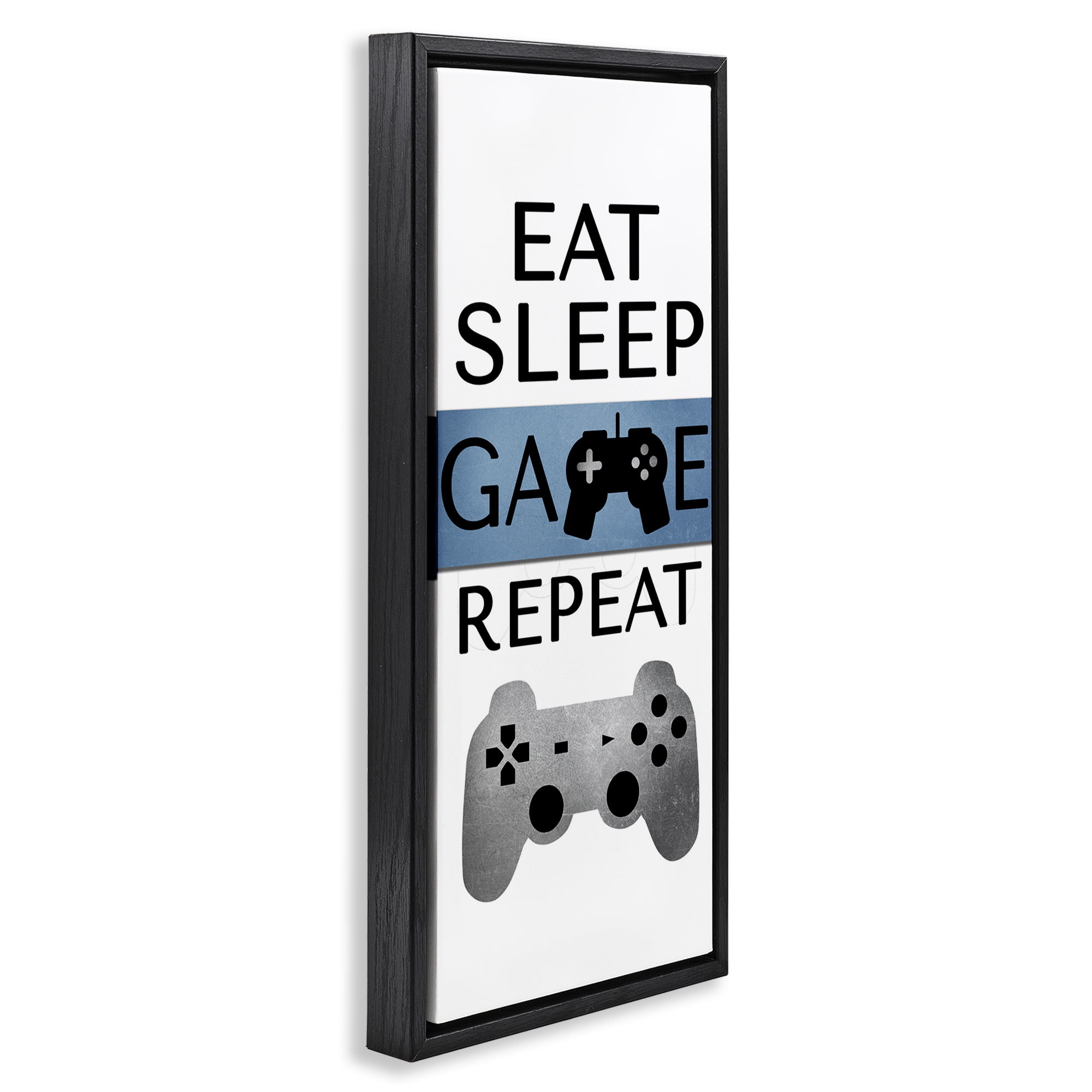 Stupell Industries Game Repeat Lifestyle Typography Painting Black Floater Framed Art Print Wall Art, 15 x 31