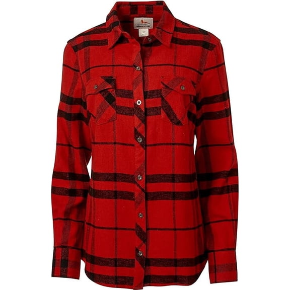 Field & Stream Women's Long-Sleeve Button-Front Heritage Midweight Flannel Shirt (Explorer Pompeian Red, Medium, M)