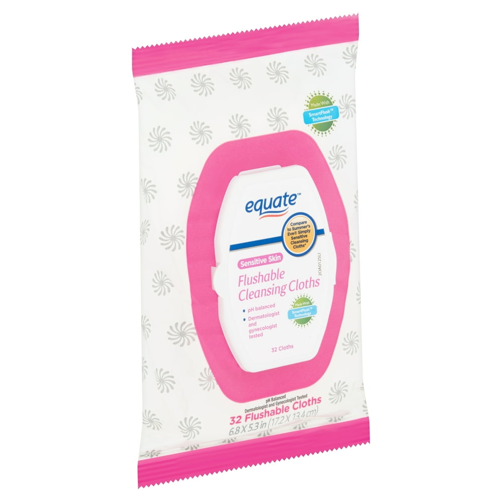 Equate Sensitive Skin Flushable Cleansing Cloths, 32 count Walmart