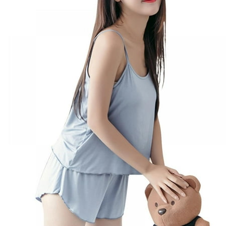 

Women s Summer Solid Color Cami Top And Shorts Pajamas Set