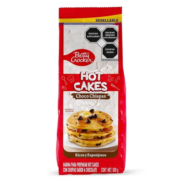 Harina para preparar hotcakes Betty Crocker con chispas sabor chocolate 500 g