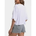 thumbnail image 3 of Women's Comfy Basic Workout Gym Short Sleeve Crop Tops Casual Loose Oversized T-Shirts, 3 of 6
