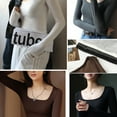 thumbnail image 5 of Women Knitted Crop Shirt Long Sleeve Low Cut Basic Solid Tee Sexy Cutout Blouse Top Streetwear, 5 of 5