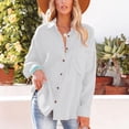 thumbnail image 6 of WTXUE Button-Up Shirts Long Sleeve, Notch Neck Shirts for Women Ladies Summer Stand Collar Loose Button up Women Shirts Pocket Shirts Tops Solid | Workwear for Women White XXL, 6 of 8