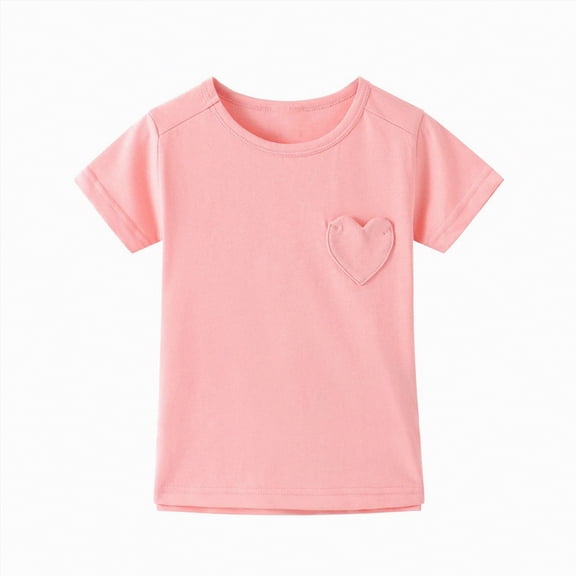 Kogui Baby Tshirt Girl Tops Short Sleeve T Shirt Tie Dye Heart Teen Girls Shirt Clothes 4T 5T (Pink,4-5 Years)