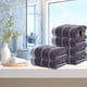 thumbnail image 1 of Juego de 6 toallas de algodón | Toallas de mano suaves y absorbentes para gimnasio, spa, belleza y cuidado del cabello | Toallas duraderas con doble costura en blanco, azul y café | Uso multi, 1 of 5