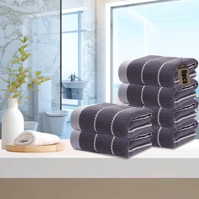 Xihbxyly Juego de Toallas Suaves de Algodón Absorbente de 6 Piezas, Colores Elegantes para El Hogar, Spa y Gimnasio, Regalo Perfecto para El Cuidado de La Belleza, Versátil para Cualquier Ocasión.
