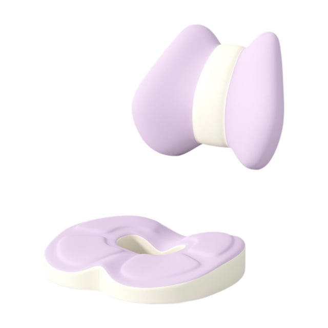 Almohada de soporte para la espalda y cojín tipo dona para sentarse Almohada transpirable para la zona lumbar Violeta