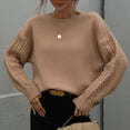 thumbnail image 2 of IROINNID Reduced Womens Sweater Round Neckline Pullover Sweater Solid Color Loose Short Length Long Sleeve Knitting Thick Needle Twisted Rope Sweaters Blouse, 2 of 8